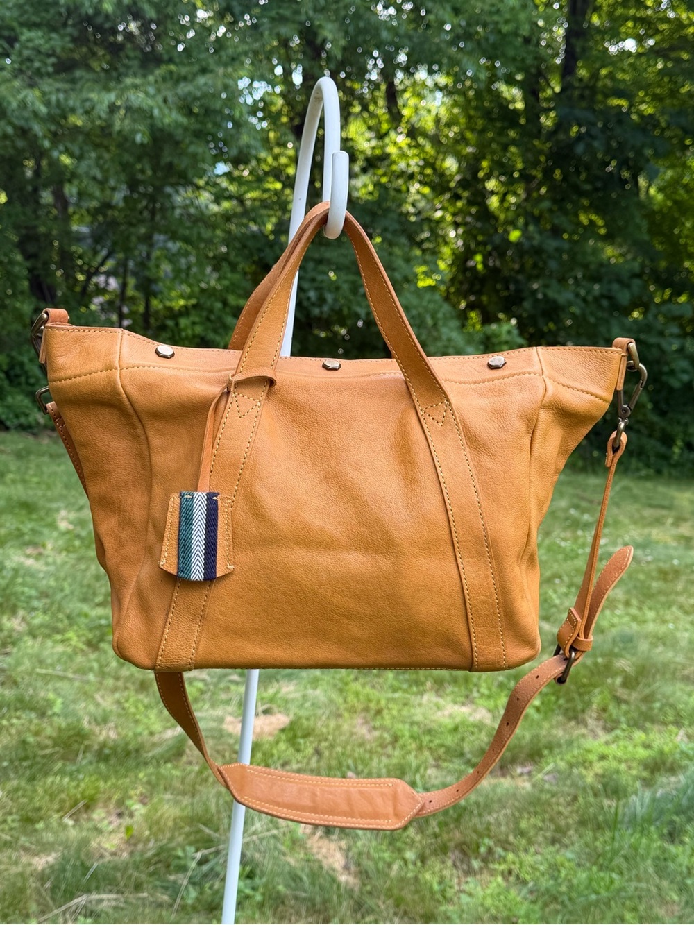 Madewell Leather Transport Crossbody Tote Cognac Tan B8356